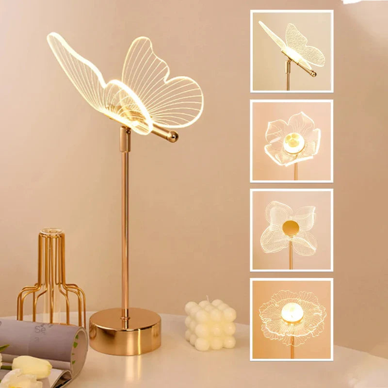 Lampe de bureau LED en acrylique doré rétro