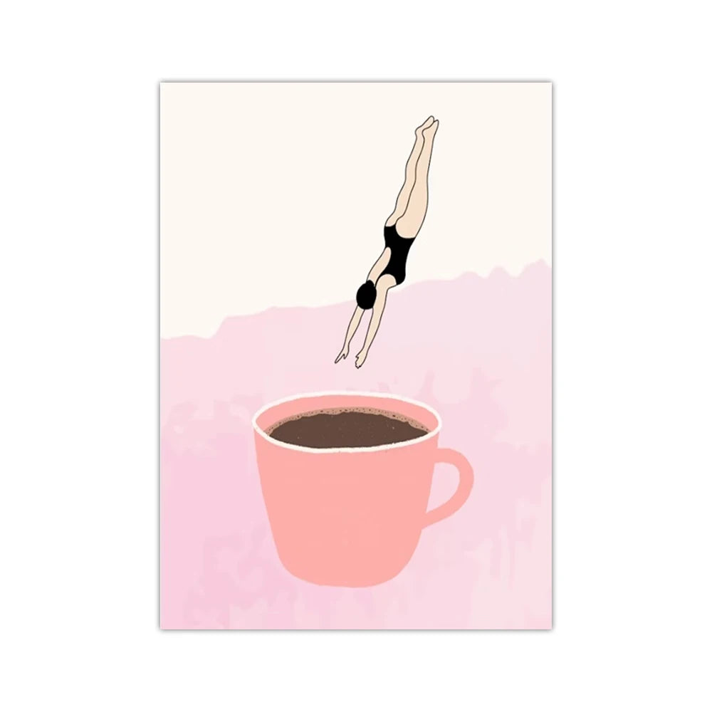 MugDive - Affiches d'art fantaisistes inspirées du café