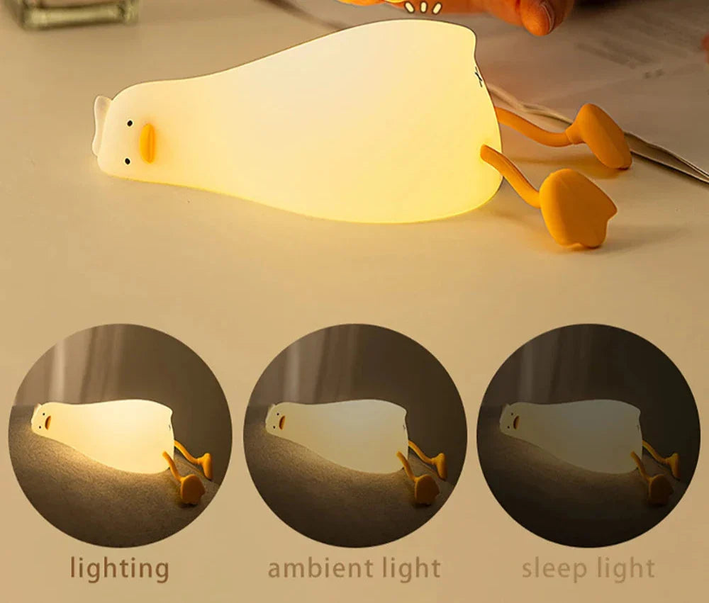 Lampe de nuit rechargeable en silicone en forme de canard mignon