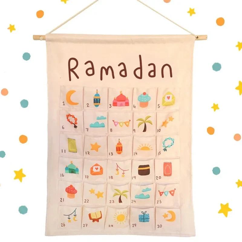 Calendrier de l'Avent suspendu décoration compte à rebours Ramadan Moubarak