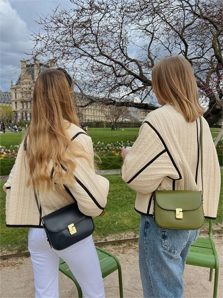 Mari - Manteau patchwork à manches longues avec boutons