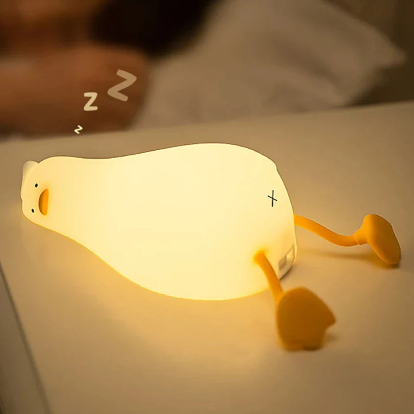 Lampe de nuit rechargeable en silicone en forme de canard mignon