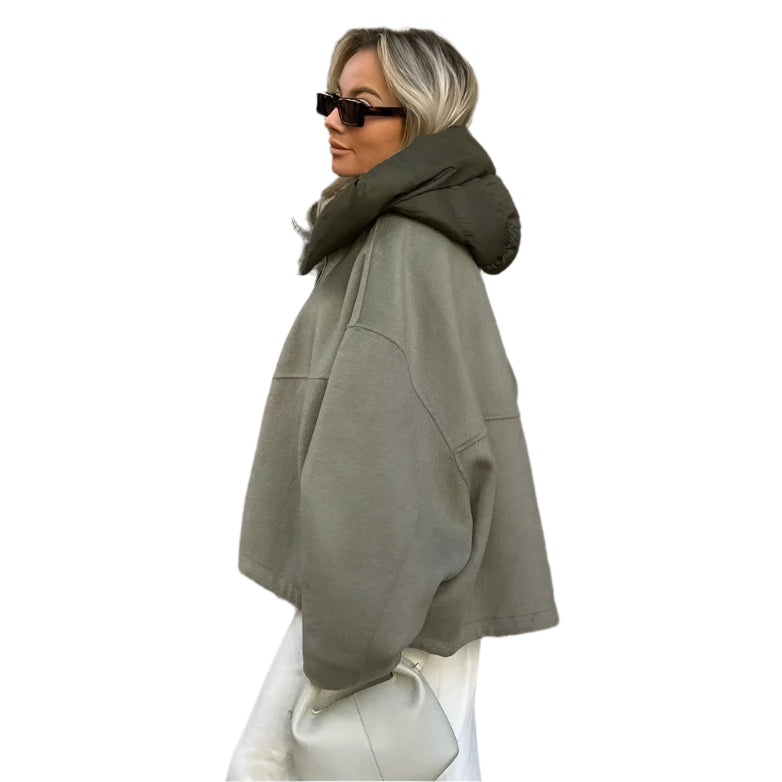Pierre - Veste cropped élégante avec capuche amovible en duvet