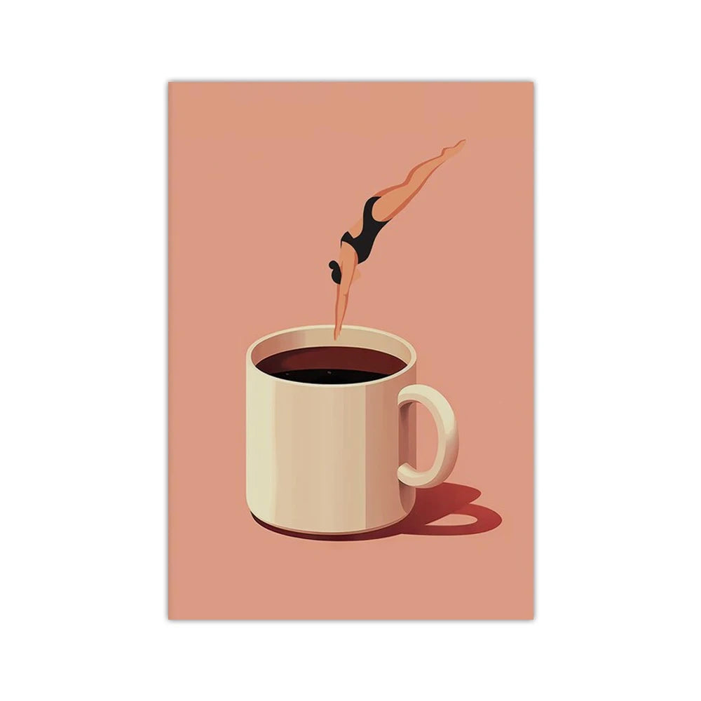 MugDive - Affiches d'art fantaisistes inspirées du café