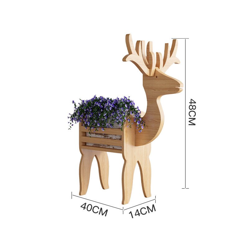WhimsiRustic - Support de fleurs en bois astucieux renne