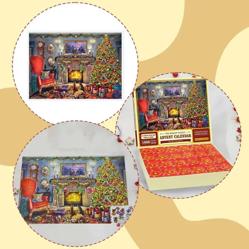 Calendrier de l'Avent avec puzzles pour le décompte jusqu'à Noël