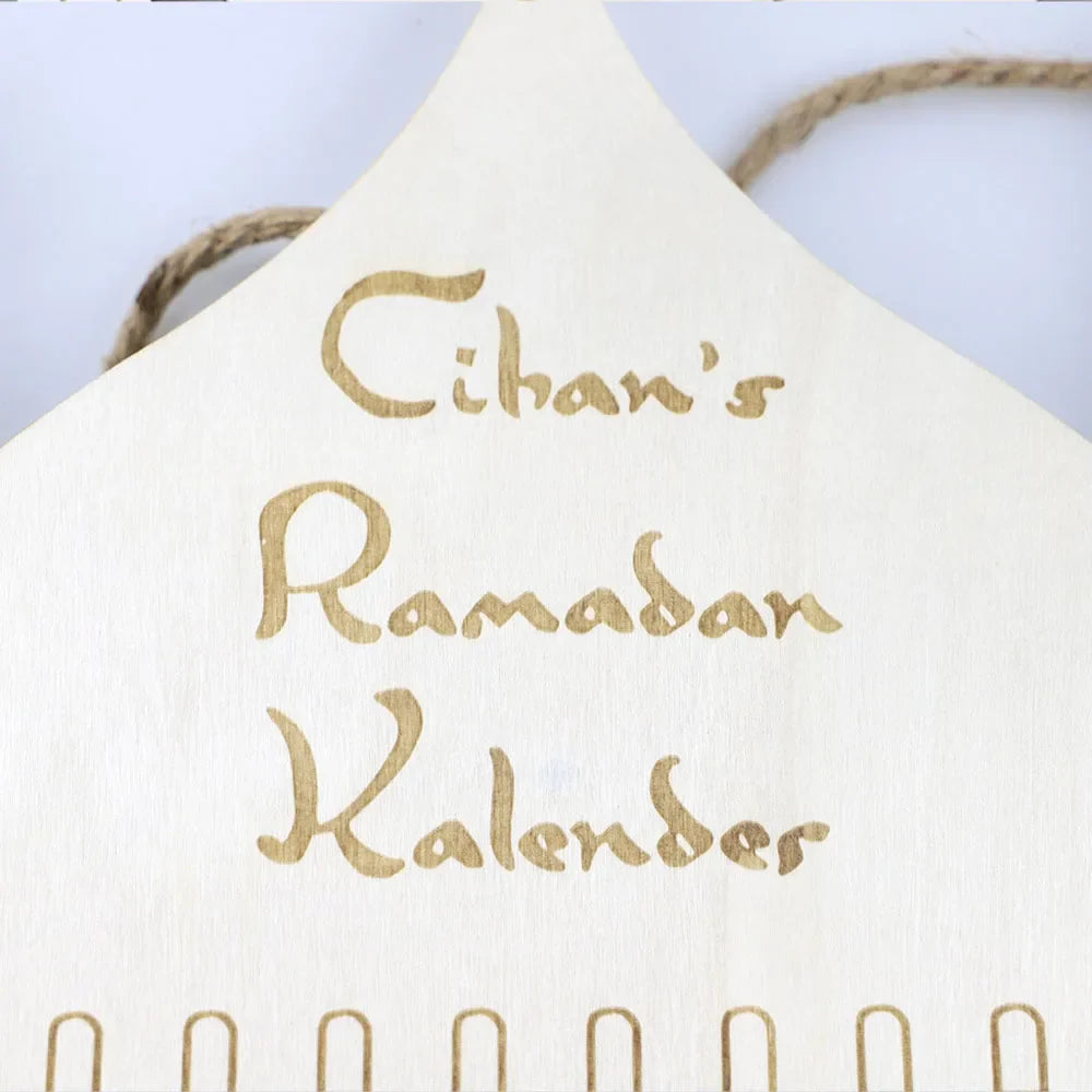 Pendentif en sac de jute du château de Ramadan, calendrier de compte à rebours en bois