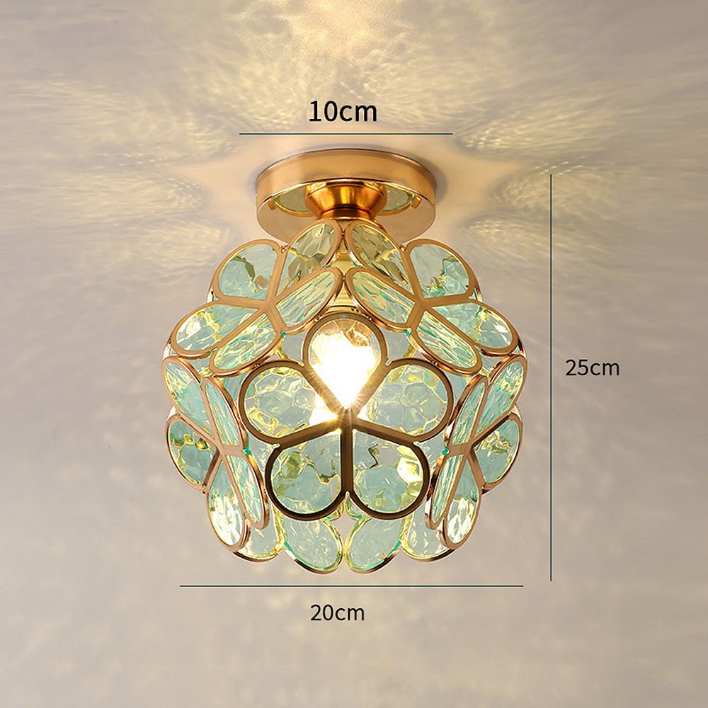 Lampe de plafond en verre style fleurs