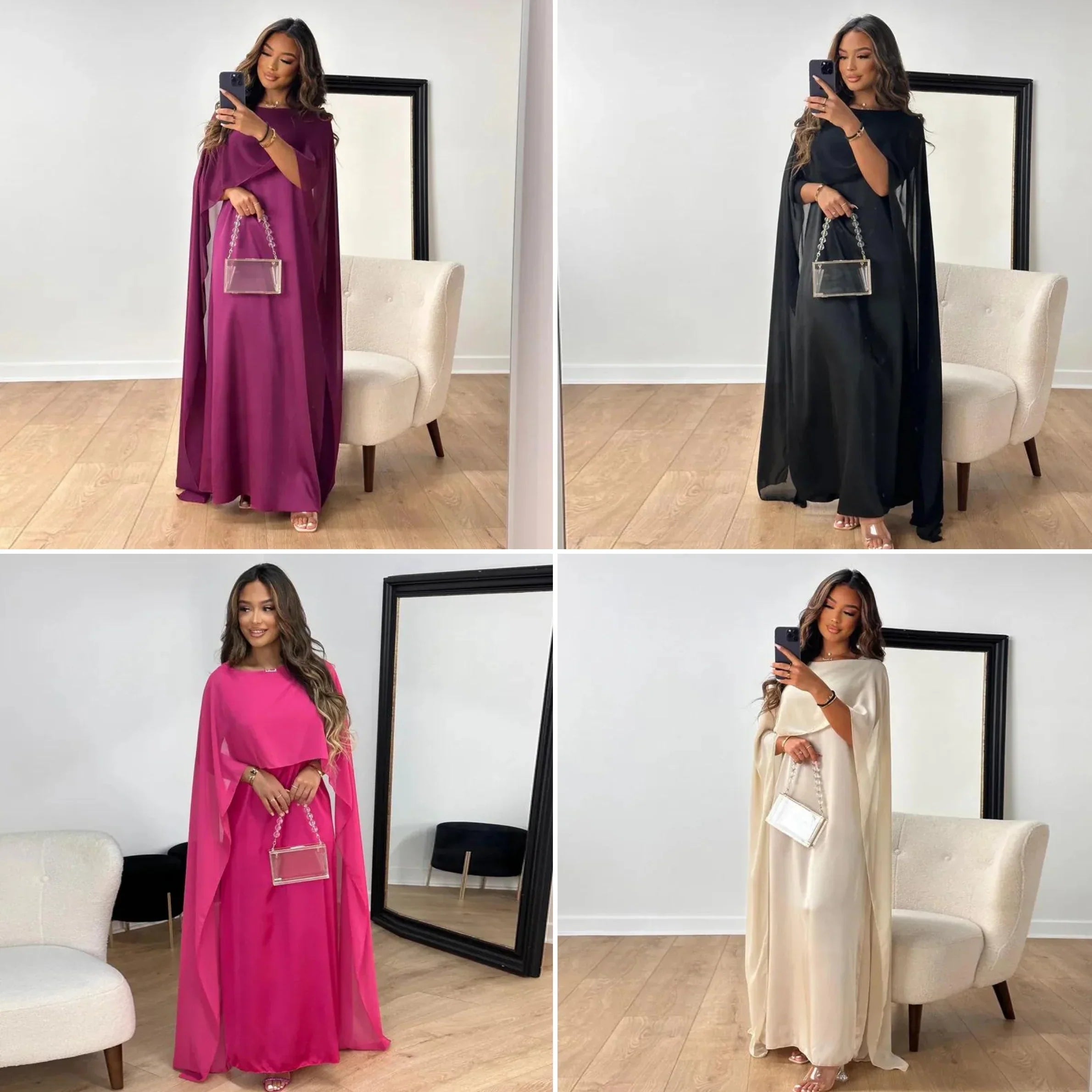 Jennifer - Robe maxi cape élégante