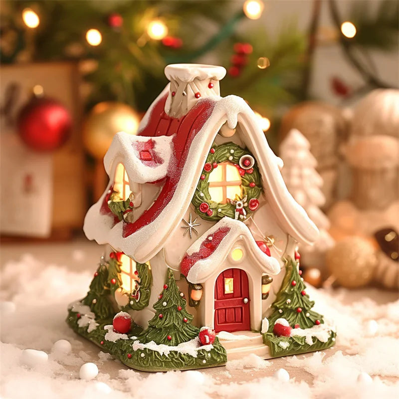 Cabane de Noël illuminée de manière créative