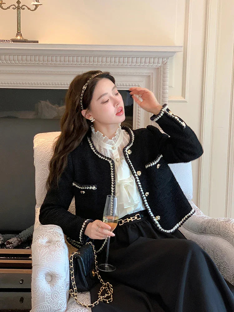 Blazer en tweed à col rond stylé Florey