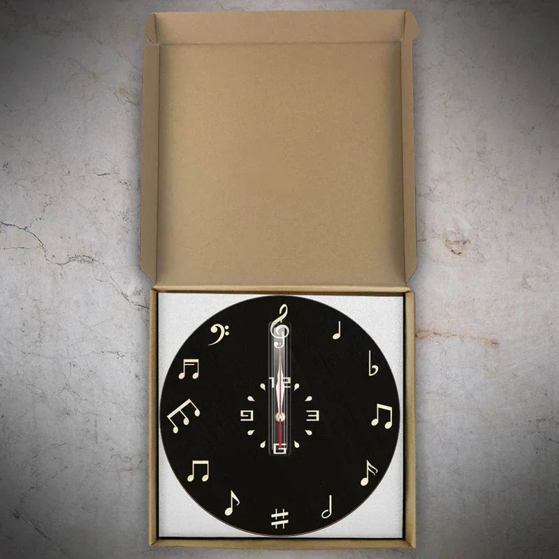 Horloge murale artistique NoteRhythm – Design avec des notes musicales pour intérieurs modernes