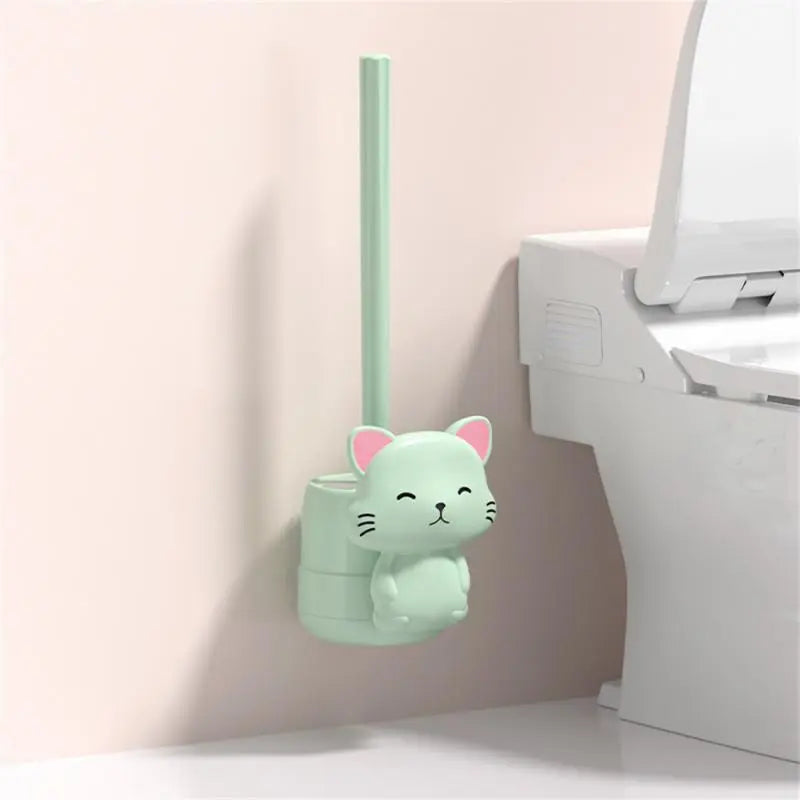 PurrfectClean - Brosse de toilette et support sur le thème des chats