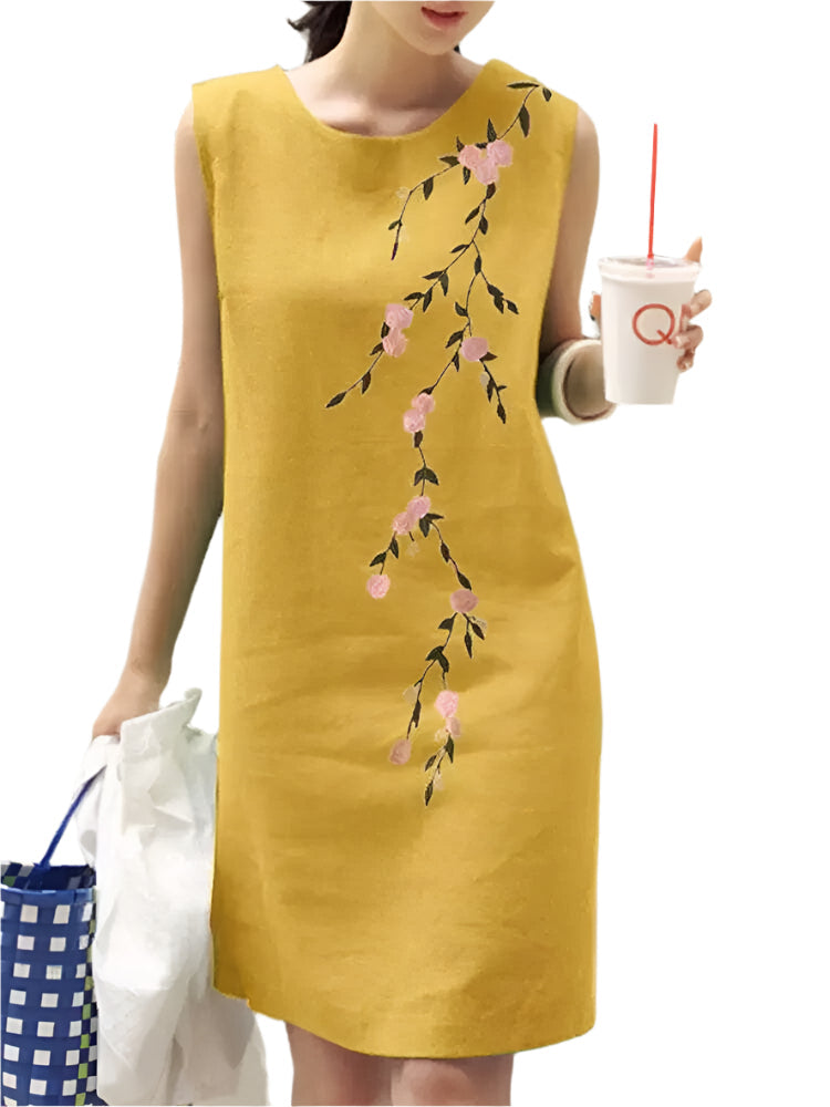 Esther - Robe de cocktail brodée sans manches