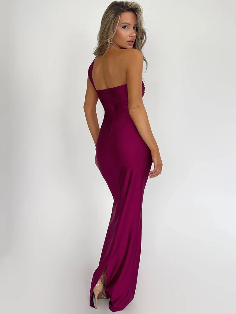 Serena - Robe longue bodycon sans manches à épaule unique