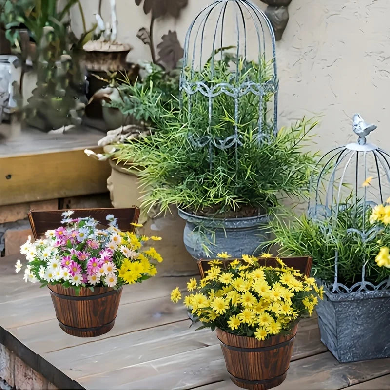 Cuvette à plantes extérieure rustique de style tonneau – Pot de jardin classique avec aspect bois