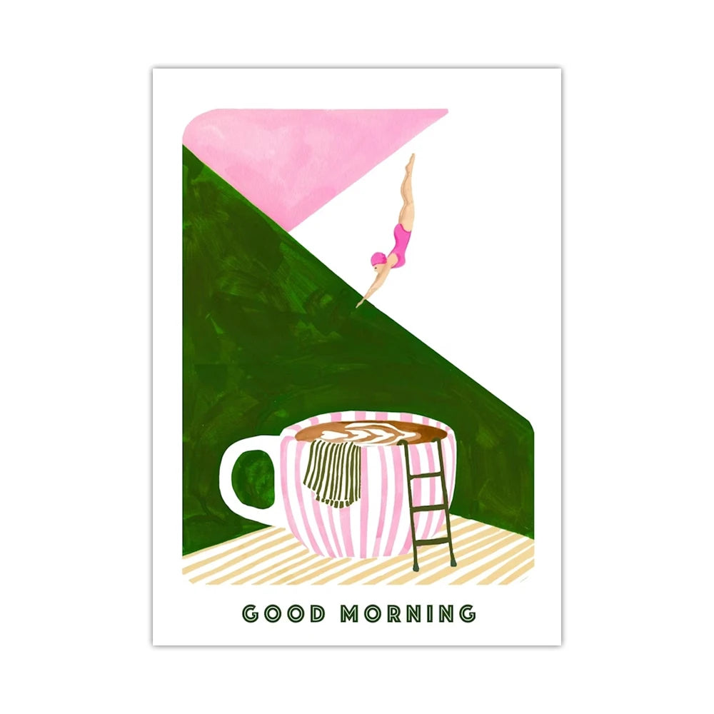 MugDive - Affiches d'art fantaisistes inspirées du café