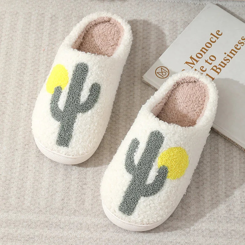 CozyWhimsy - Chaussons moelleux pour femme aux motifs brodés festifs