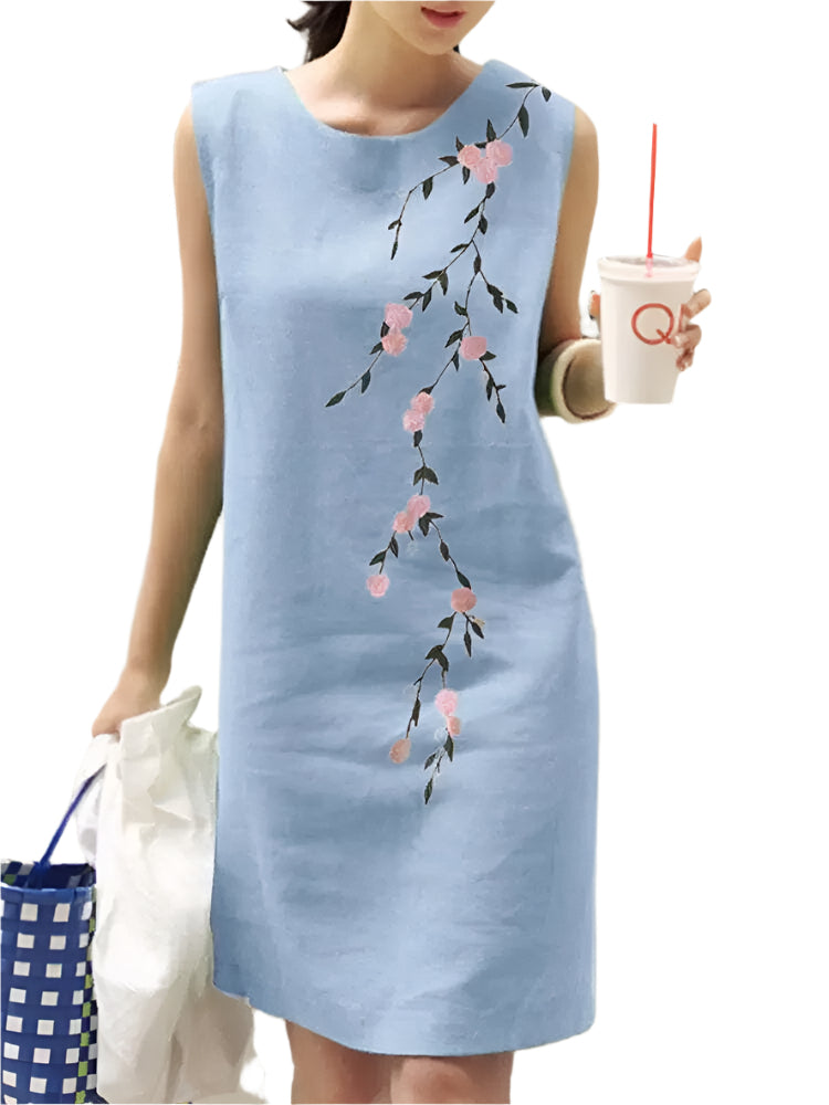 Esther - Robe de cocktail brodée sans manches