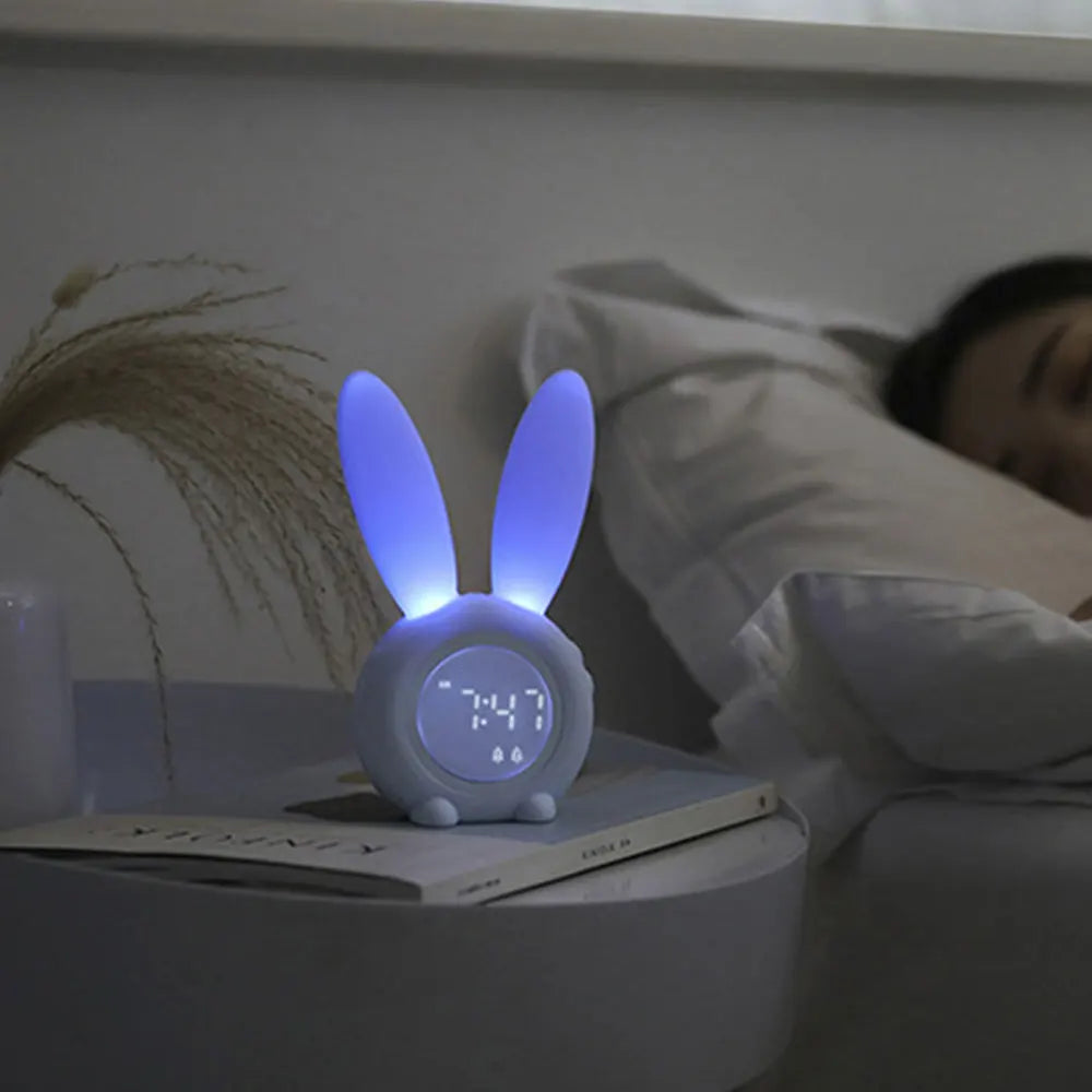 Réveil Luna Kaninformet avec Affichage LED et Oreilles Lumineuses
