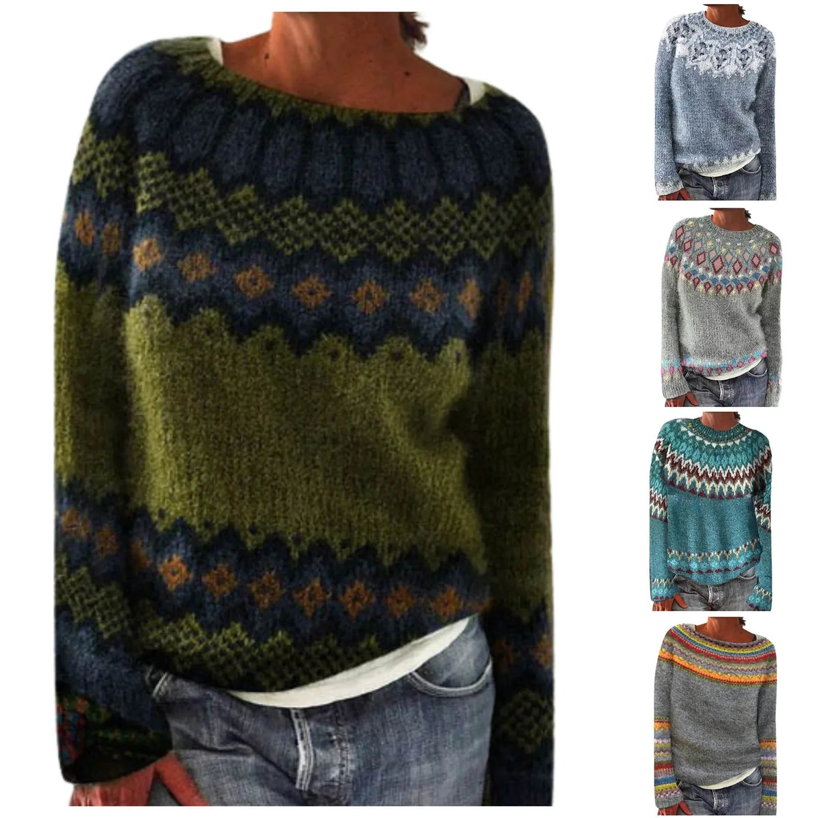 Christy - Pull Tricoté d'Hiver à Manches Longues