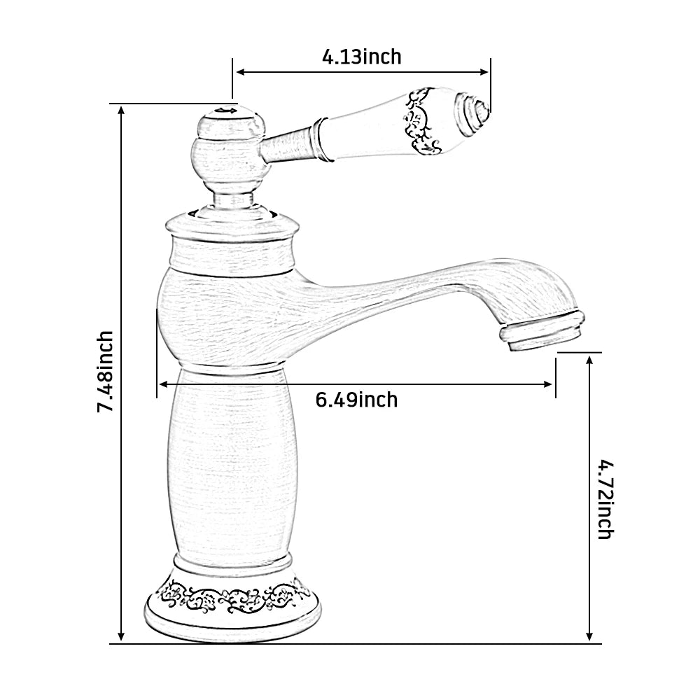 HeritageFlow – Robinet en bronze vintage avec un pommeau en porcelaine