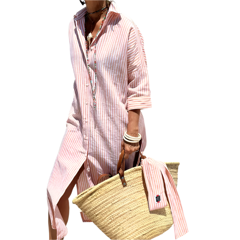 Alisha - Robe classique à manches longues rayées