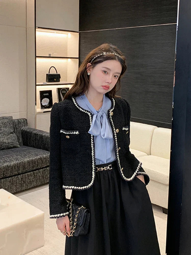 Blazer en tweed à col rond stylé Florey