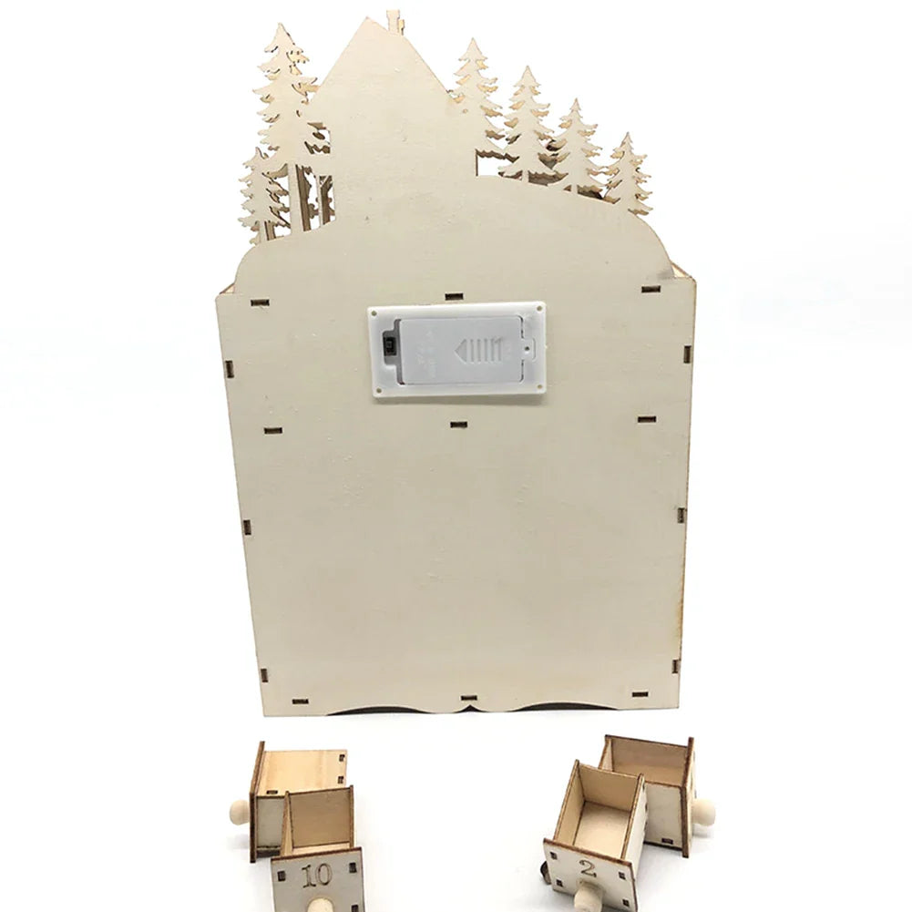 Calendrier de l'Avent en bois avec un village de rennes - 1 pièce