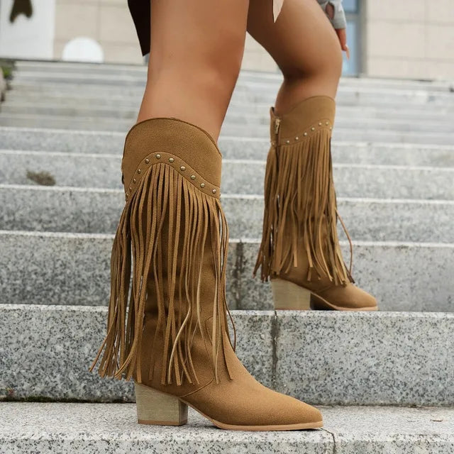 Evelyn - Bottes de cowboy à bout pointu et hauteur genou