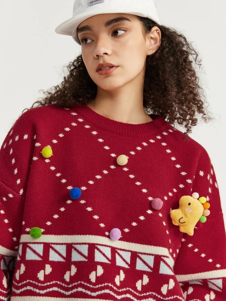 Pulls amples tricotés rouges
