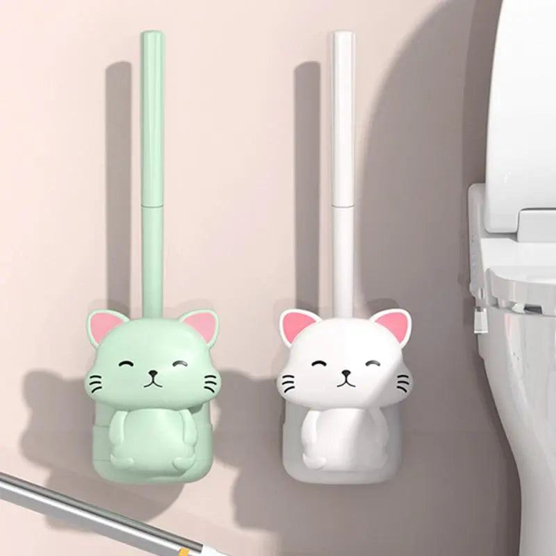 PurrfectClean - Brosse de toilette et support sur le thème des chats