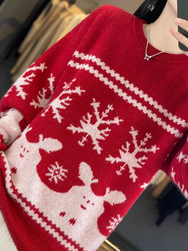 Dana - Pullover en laine tricoté pour femmes à Noël