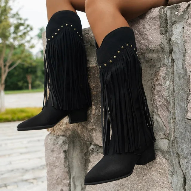 Evelyn - Bottes de cowboy à bout pointu et hauteur genou