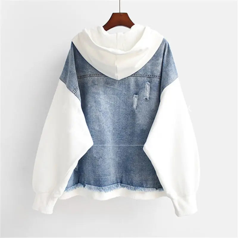 Ellinor - Veste en denim avec capuche et fermeture éclair
