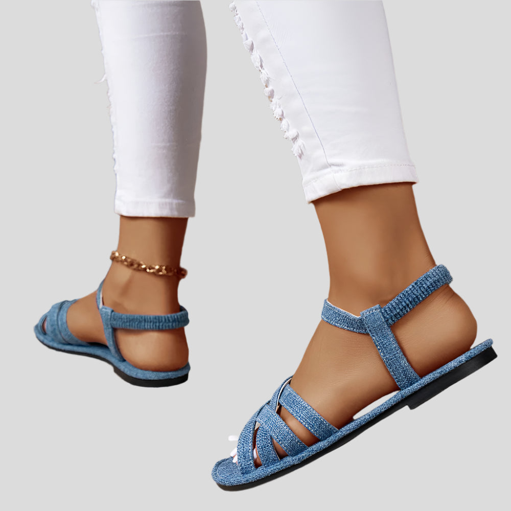 Sandales Azana Dame Bleues Plates – Confort Chic pour les Journées d'Été