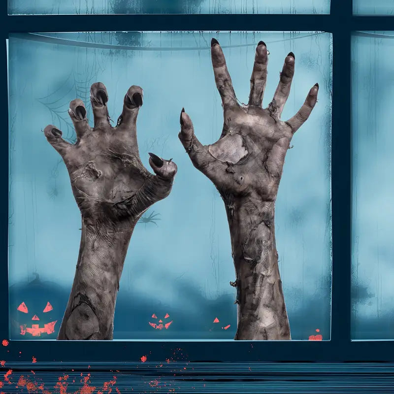 Autocollant de mur main de zombie effrayante pour Halloween – décoration de fenêtre en PVC mat