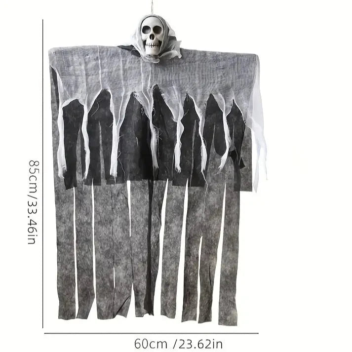 Crâne effrayant en décoration suspendue pour Halloween – tête de crâne en tissu pour une atmosphère effrayante