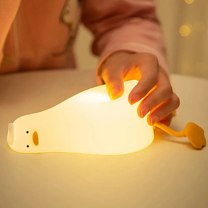 Lampe de nuit rechargeable en silicone en forme de canard mignon