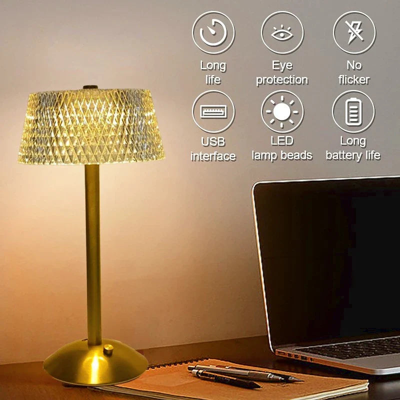 Lampe de bureau à LED rétro diamant