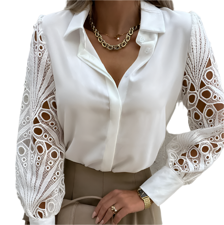 Janicel - Blouse élégante avec des manches en dentelle et des boutons