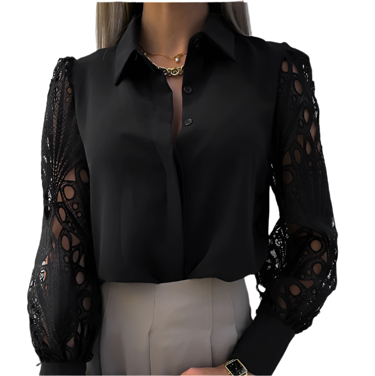 Janicel - Blouse élégante avec des manches en dentelle et des boutons