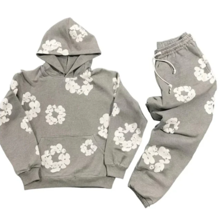 BlossomEase - Ensemble sweat à capuche et jogging fleuri unisexe