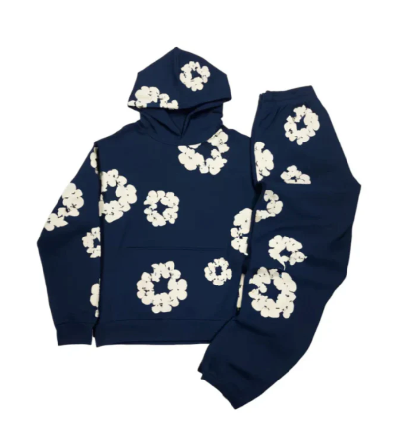 BlossomEase - Ensemble sweat à capuche et jogging fleuri unisexe