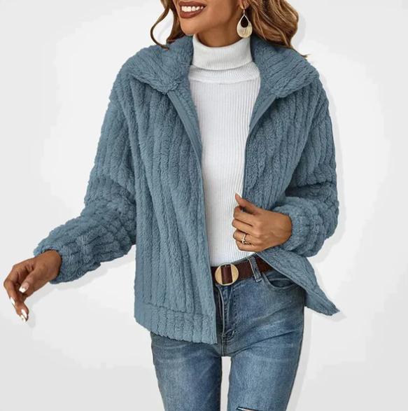 Veste polaire texturée en peluche de couleur chaude