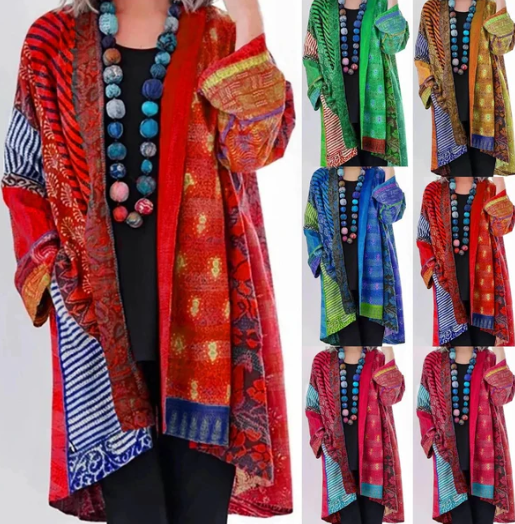 Veste longue en patchwork bohème Jenika