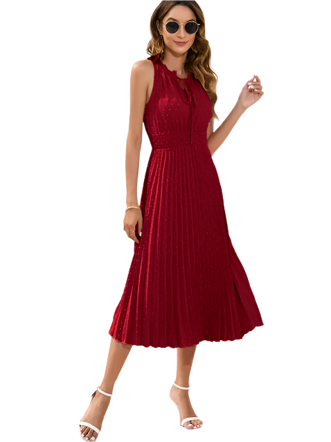 Hale - Robe midi plissée délicate avec détails à nouer