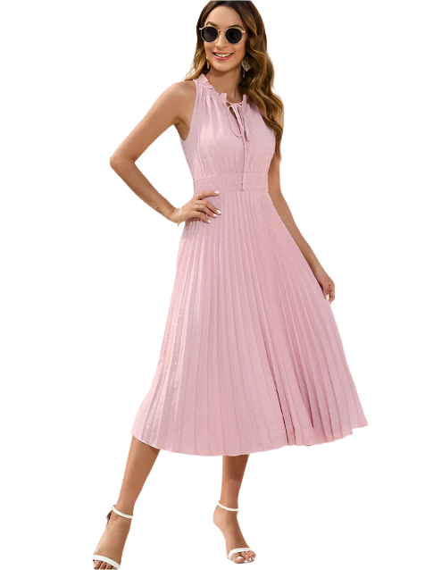 Hale - Robe midi plissée délicate avec détails à nouer