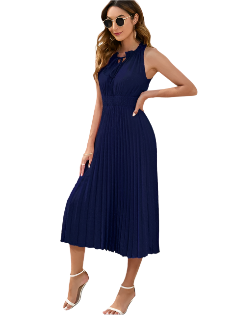 Hale - Robe midi plissée délicate avec détails à nouer