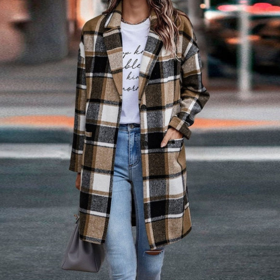 Cozy Vibes | Manteau à carreaux pour femme